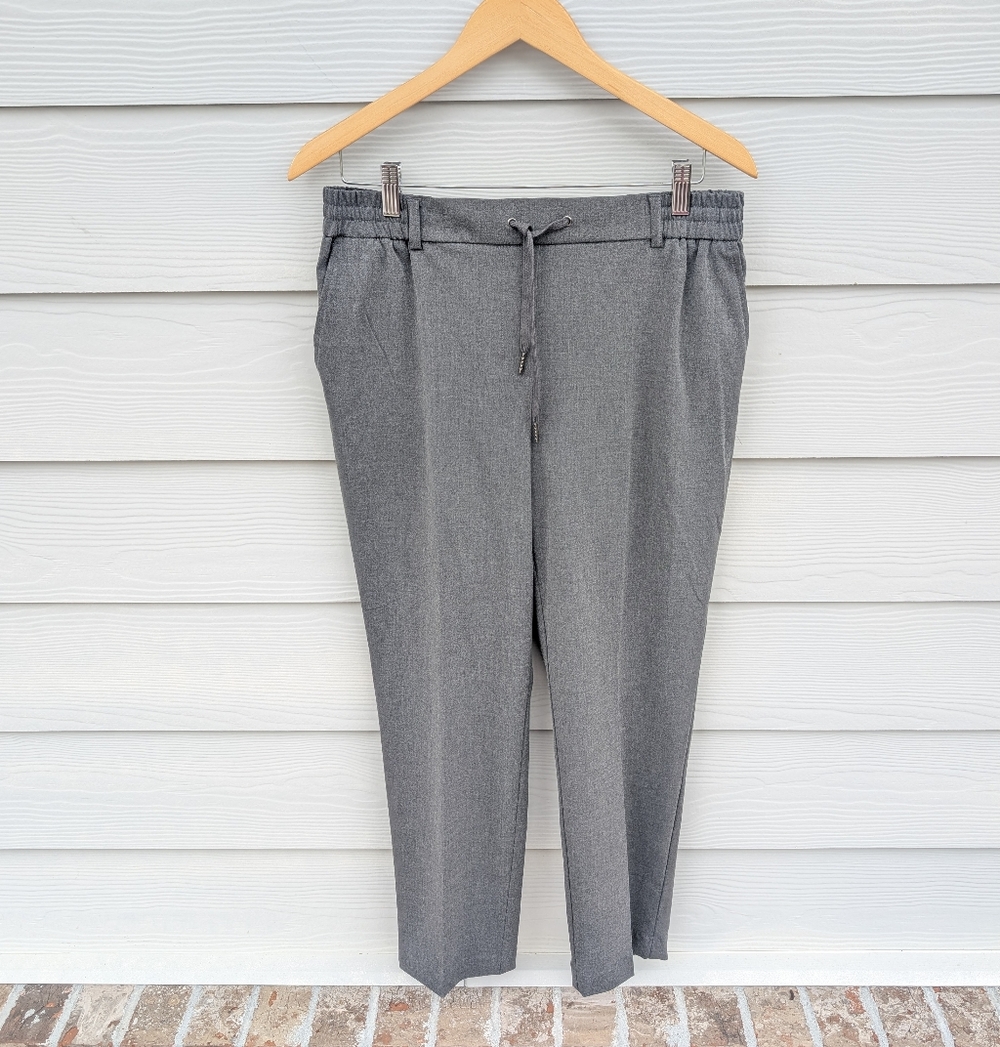 Rachel Zoe Pants NWT Size 10 Gray Pull On Straight Leg Ties At Waist Pocket